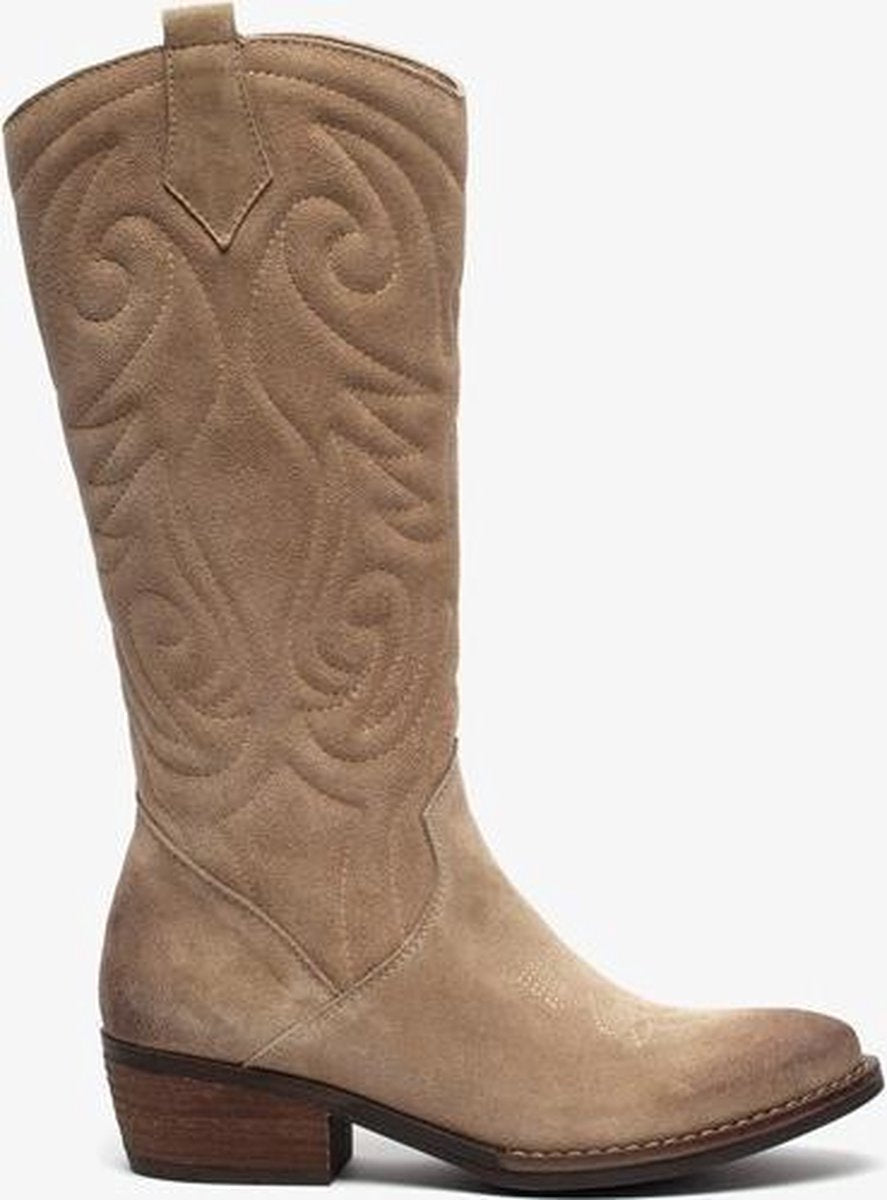TwoDay suede dames cowboy western laarzen - Beige - Maat 36
