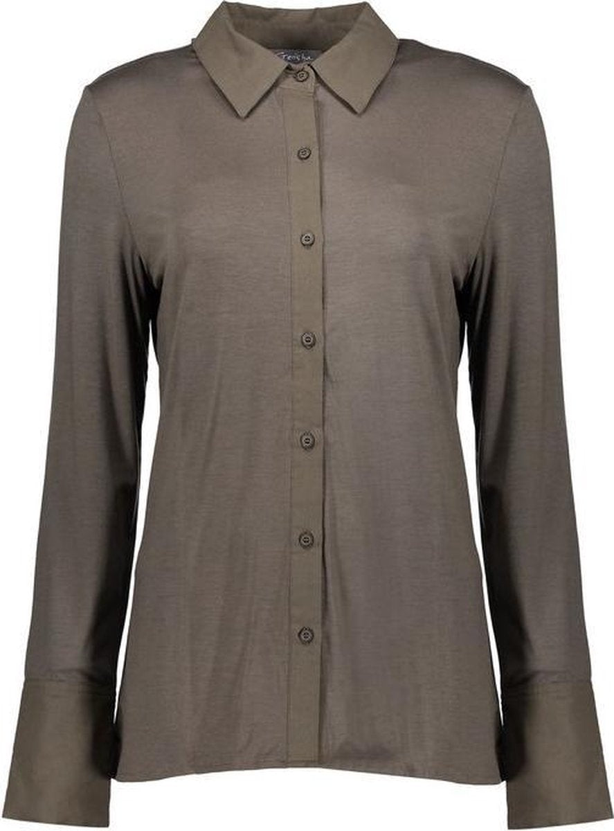 Blouse Top Geisha Viscose Poplin Army