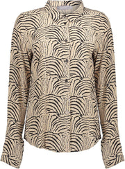 Geisha top aop zebra bi-color Sand/Black combi