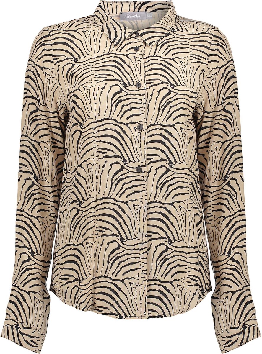 Geisha top aop zebra bi-color Sand/Black combi