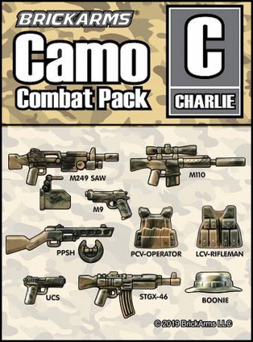 Brickarms Camo Combat Pack Charlie wapen set voor LEGO Minifigures