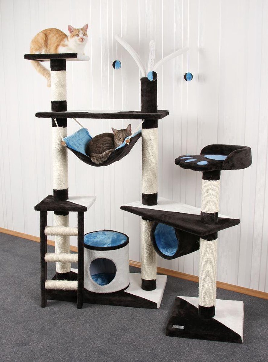 Krabpaal Creative "Blauw/Wit/Antraciet" (150*28_30cm) - krabpaal voor grote katten - krabpaal voor katten