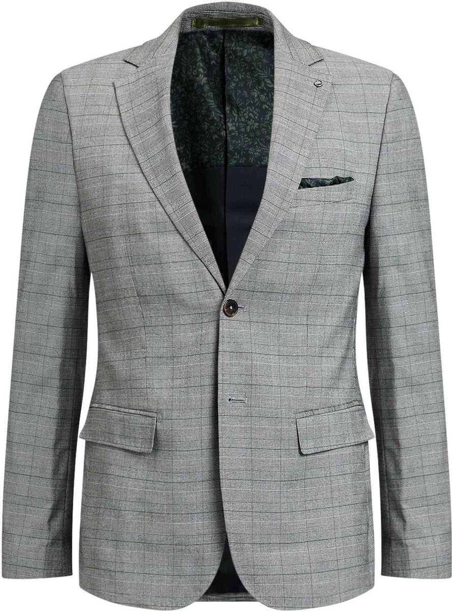 WE Fashion Heren slim fit geruite blazer