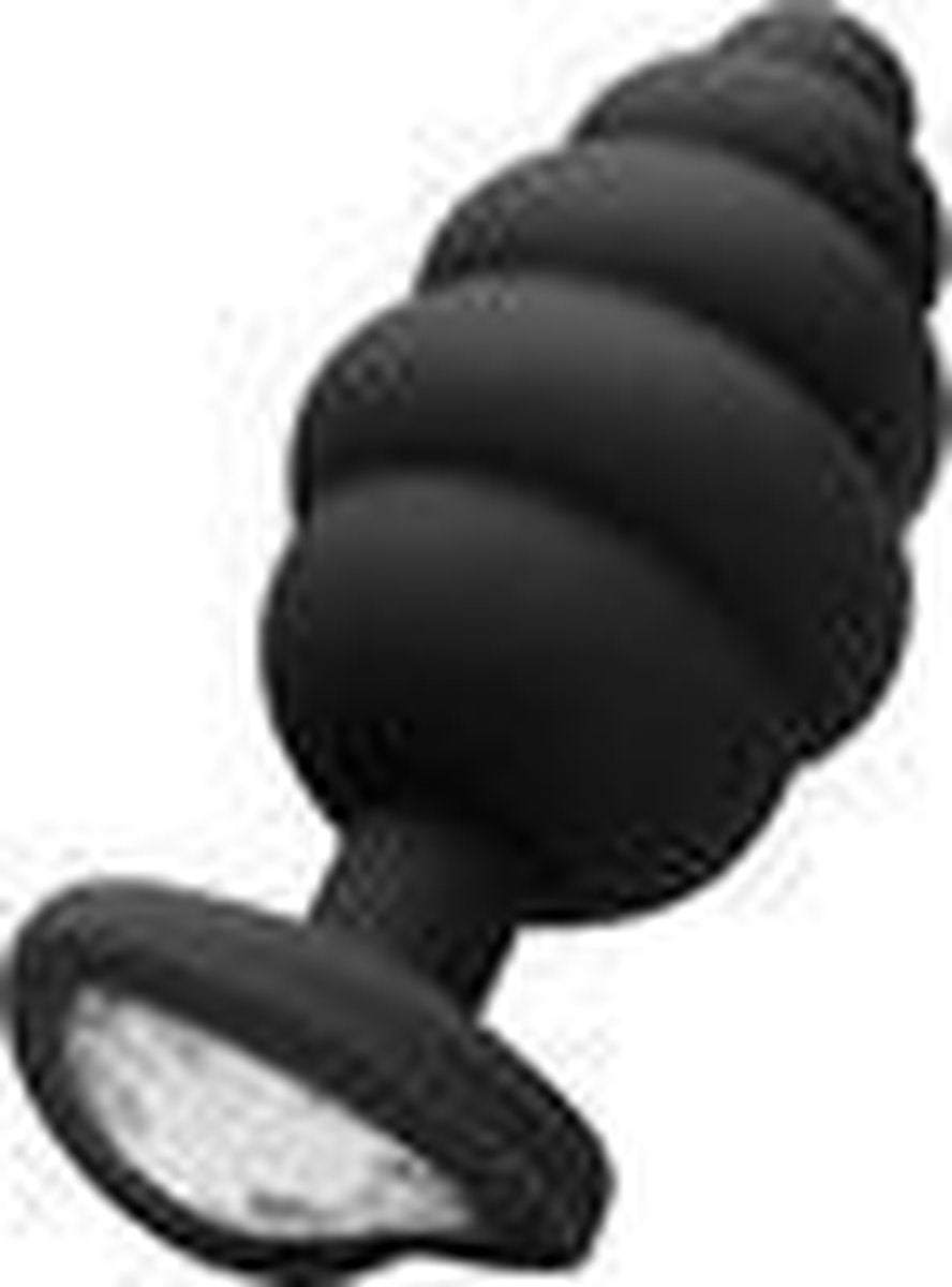 Ouch – Buttplug met ribbels en Diamant Hartje – Large