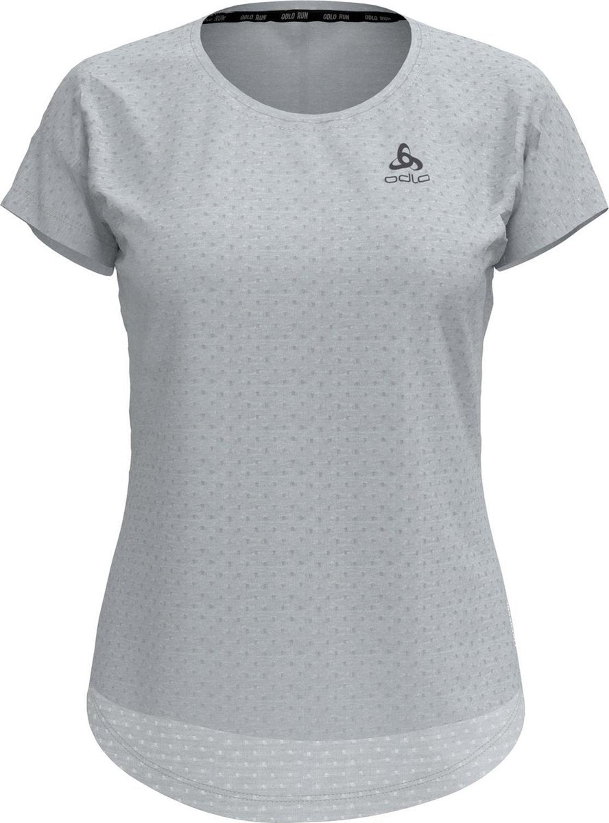Odlo Bl Top Crew Neck S/S Millennium Linencool Dames Sportshirt - Light Grey Melange - Maat L