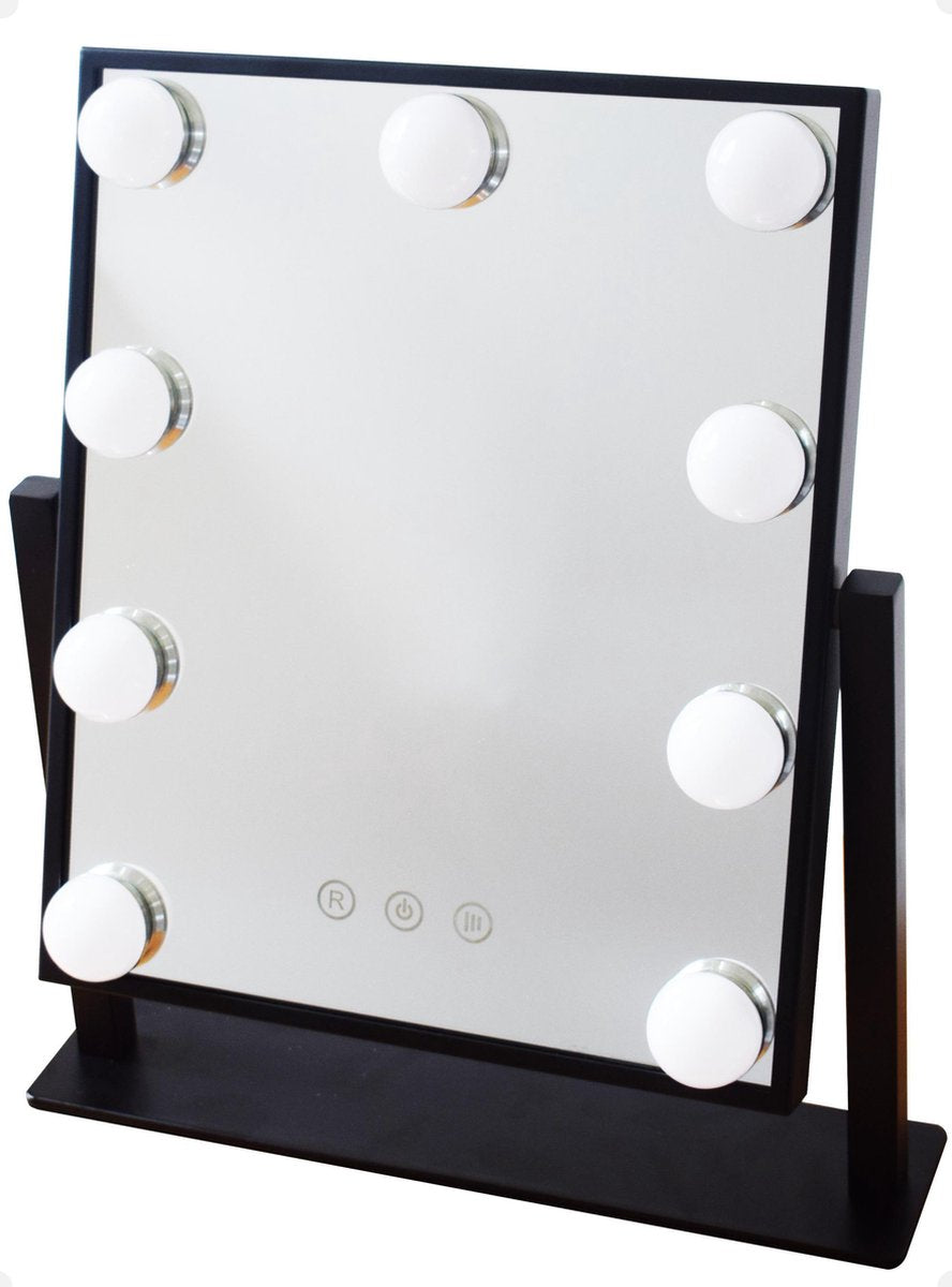 Novalie Hollywood Spiegel met Verlichting – Make Up Spiegel met Led Lampen – Visagie – Dimbaar / 3 Lichtstanden – Zwart