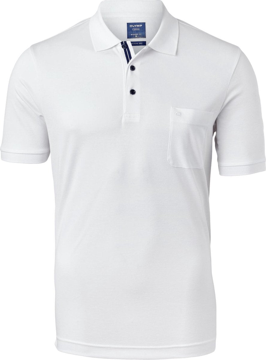 OLYMP modern fit poloshirt - active dry - wit -  Maat: 3XL