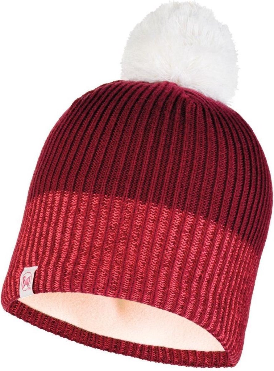 Buff Knitted & Polar Kinderen Muts - Wine - 4-12 jaar