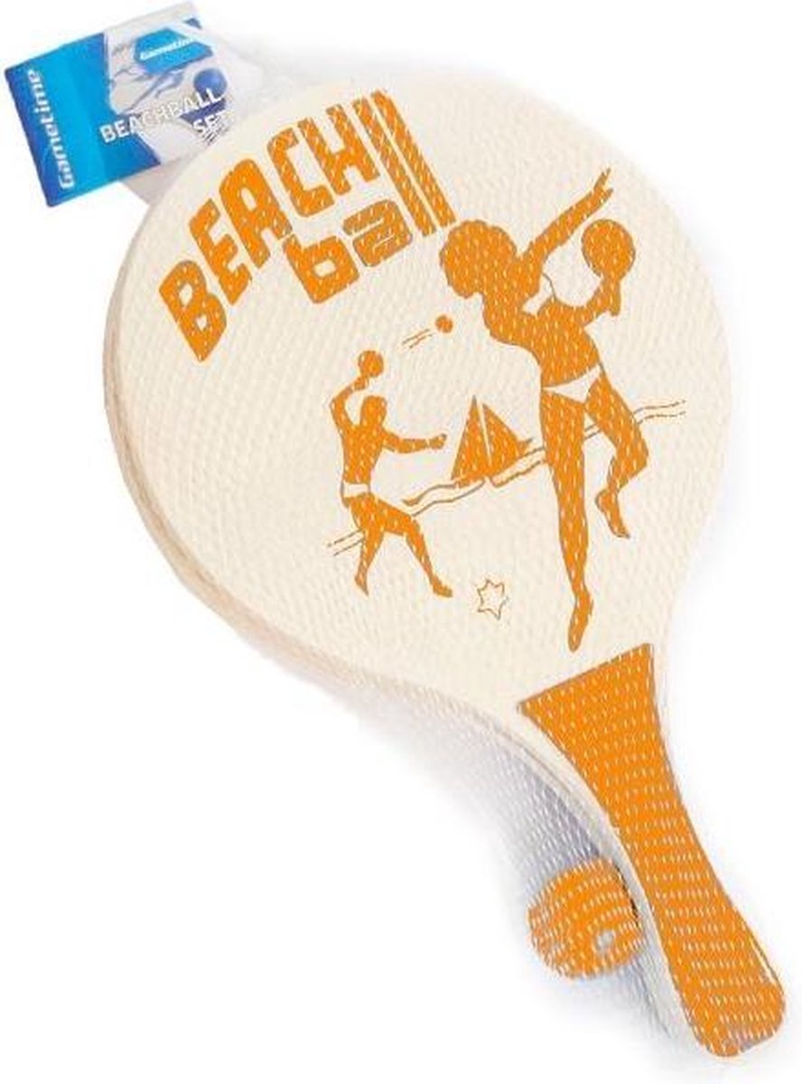 Gametime Beachballset 38 X 24 Cm Hout 3-delig Oranje