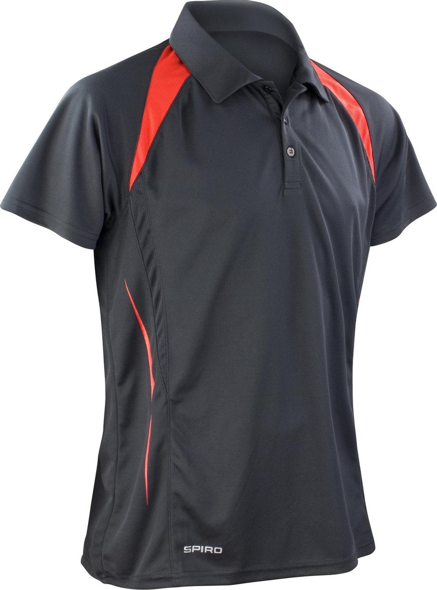 Spiro Heren Sport Team Spirit Performance Polo Shirt (Zwart/Rood)