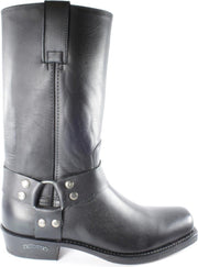 Sendra 1918 Pete Zwart Dames Heren Biker Basic Western Cowboylaarzen Vierkante neus Leren zool Beetje Schuine Hak Vast Sierspoor Treklussen Echt Leer Maat 42
