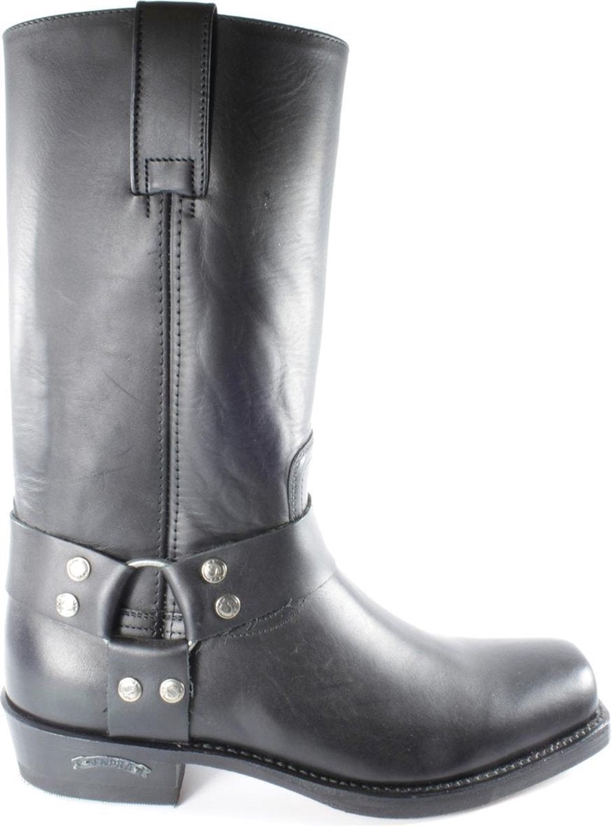 Sendra 1918 Pete Zwart Dames Heren Biker Basic Western Cowboylaarzen Vierkante neus Leren zool Beetje Schuine Hak Vast Sierspoor Treklussen Echt Leer Maat 42