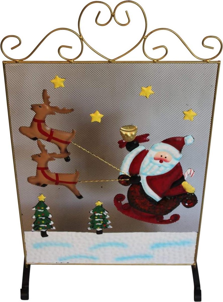 Decoratief Haardscherm met kerstman en Rendier