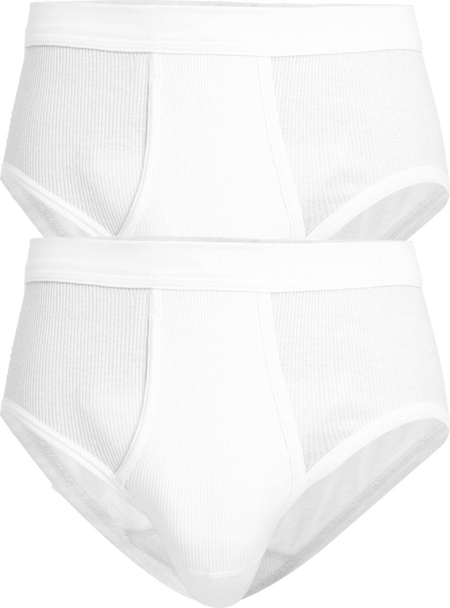 Gotzburg slips doppelripp (2-pack) - heren slips met gulp - wit -  Maat: L