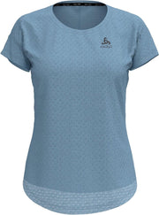 Odlo Bl Top Crew Neck S/S Millennium Linencool Dames Sportshirt - Faded Denim Melange - Maat L