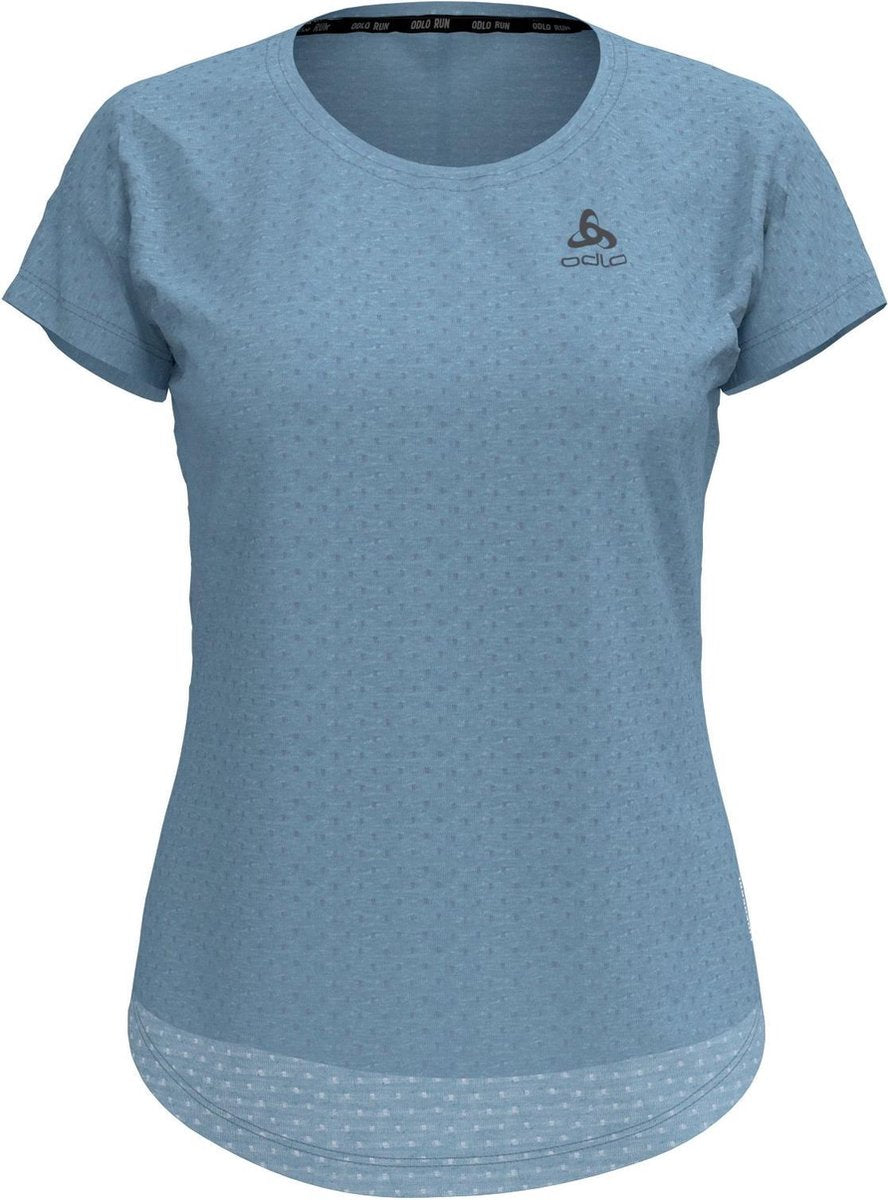 Odlo Bl Top Crew Neck S/S Millennium Linencool Dames Sportshirt - Faded Denim Melange - Maat L