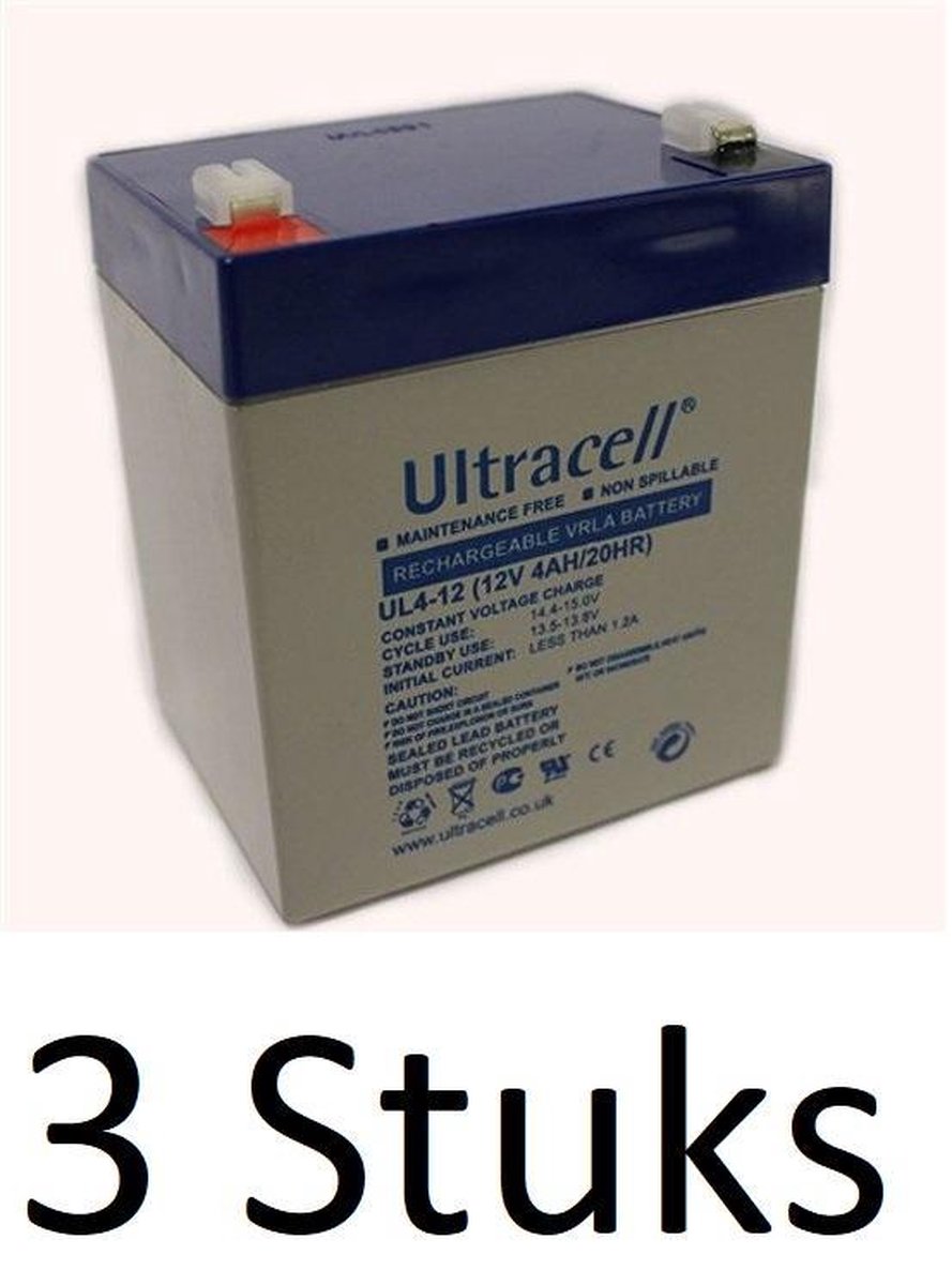 3 Stuks Ultracell Loodaccu UL 12v 4000mah