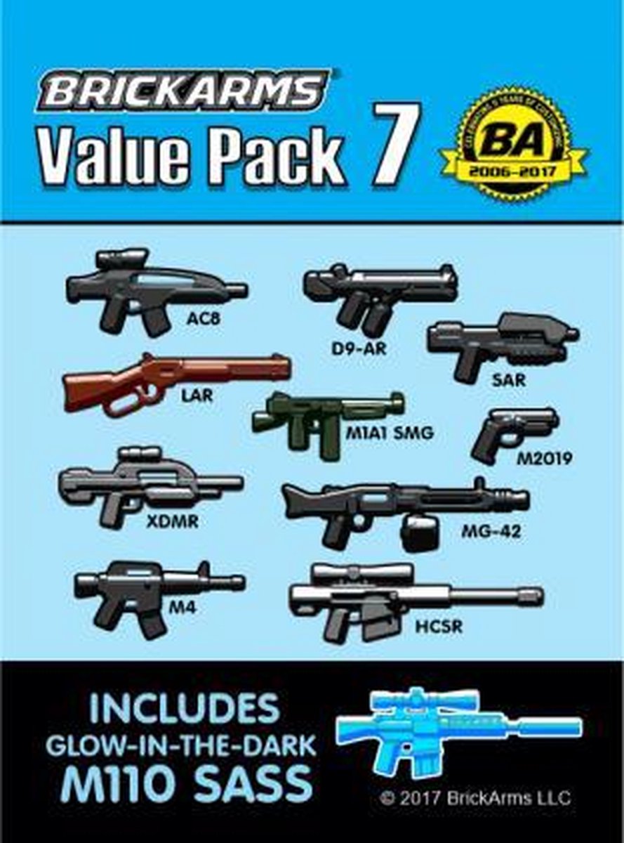 BrickArms Value Pack 7 wapen set voor LEGO Minifigures