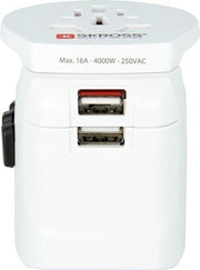 SKROSS Wereldstekker Pro Light USB World - Geaard - Met Country Adapter