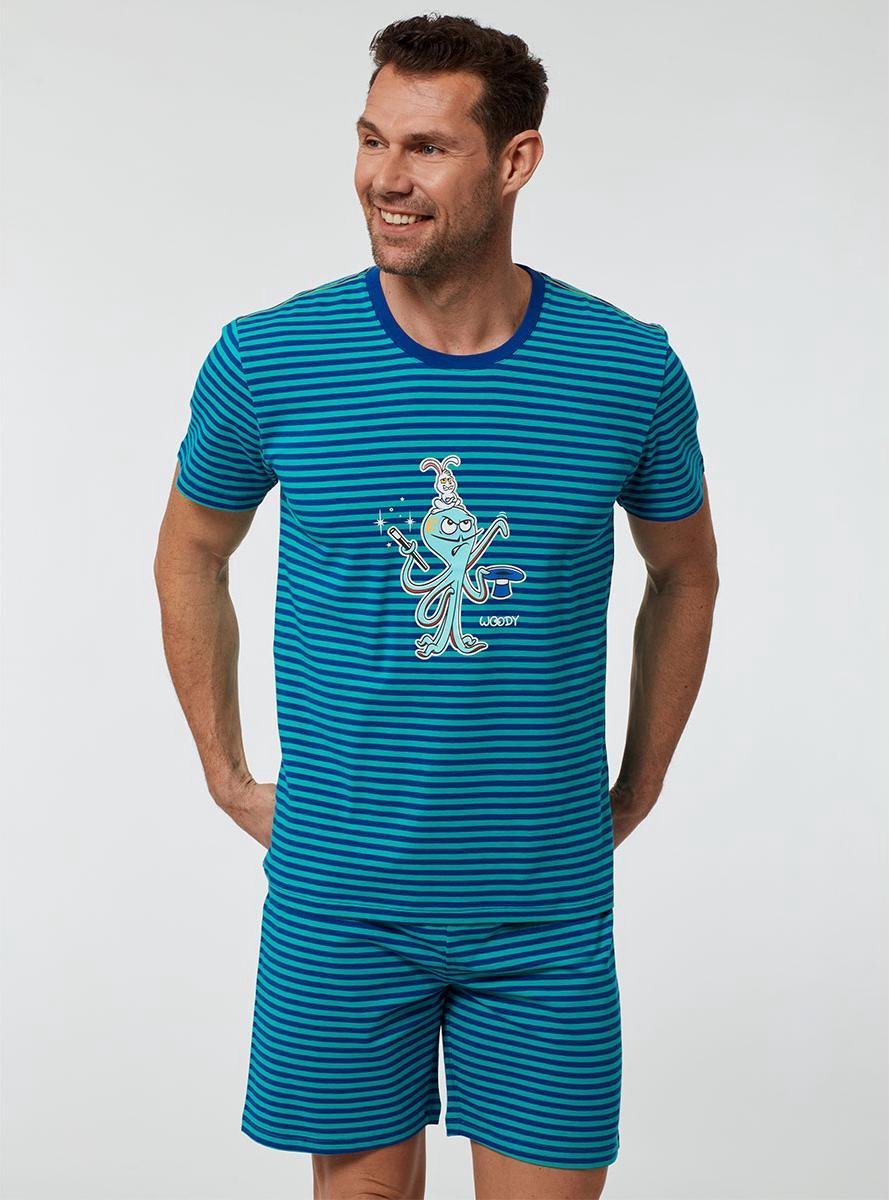 Woody pyjama jongens - octopus - streep - 211-1-PZA-Z/974 - maat 140