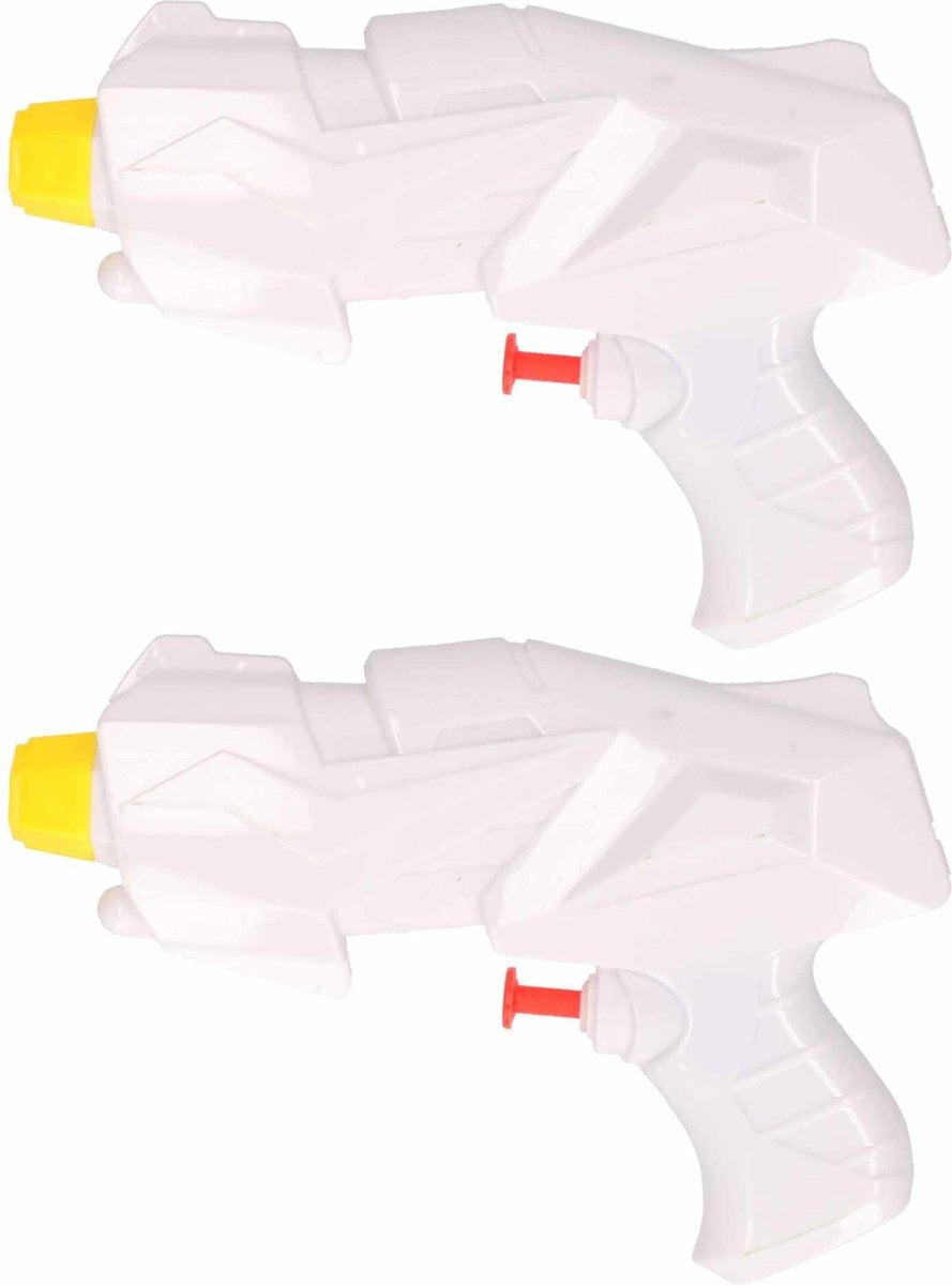 2x Mini waterpistolen/waterpistool wit van 15 cm kinderspeelgoed - waterspeelgoed van kunststof - kleine waterpistolen