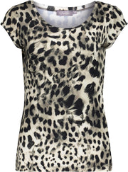 T Shirt Allover Print Kate 12423 60 Sand/black Leopard