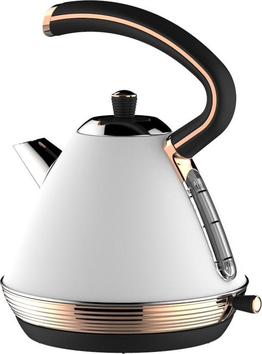 Schäfer- Waterkoker / Waterkoker Retro / Waterkoker Wit / Waterkokers - Mat Wit Met Brons - 1.7 liter