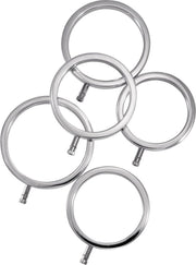 Solid Metal Cock Ring Set 5 Sizes - Electric Stim Device - silver - Discreet verpakt en bezorgd