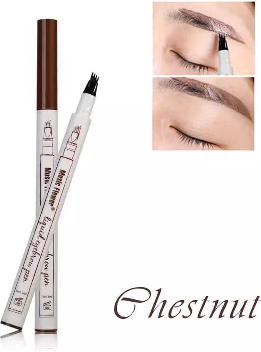 Dermarolling Waterproof Liquid Eyebrow Pen 01 Chestnut