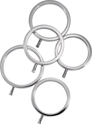 Solid Metal Cock Ring Set 5 Sizes - Electric Stim Device -
