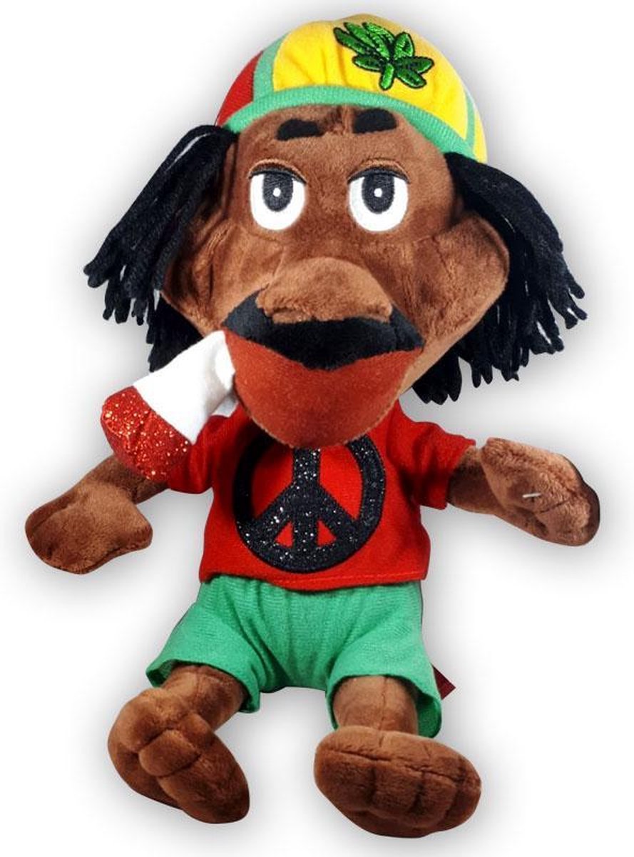 Pluche Rasta man Jamaica Rood Knuffel 30 cm / Marihuana / Wiet / Blow / Jonko / Roken peace Pluche Rastafari Rastaman