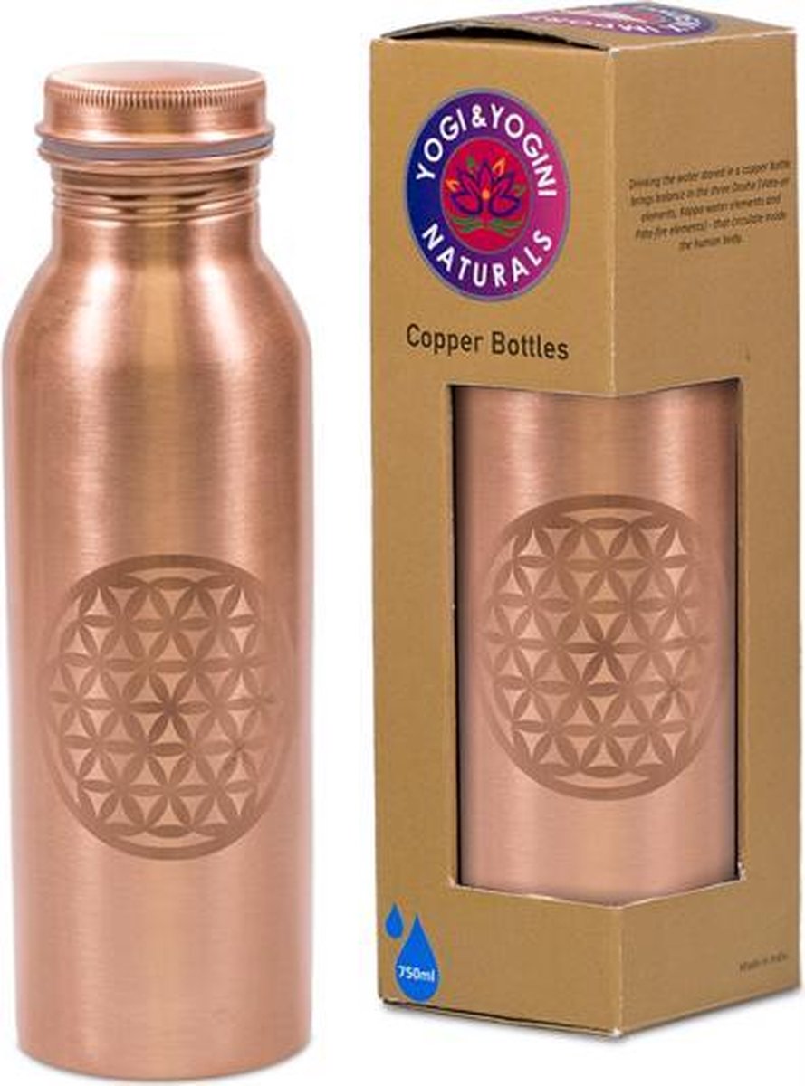 Bloem Des Levens - Drinkfles - 750 ml - Koper