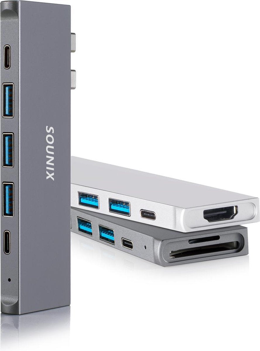 Sounix 8 in 2 USB C Hubs voor Apple Macbook Pro & Air - USB C - Thunderbolt 3 - USB 3.0 - Micro SD - 1080p@60Hz