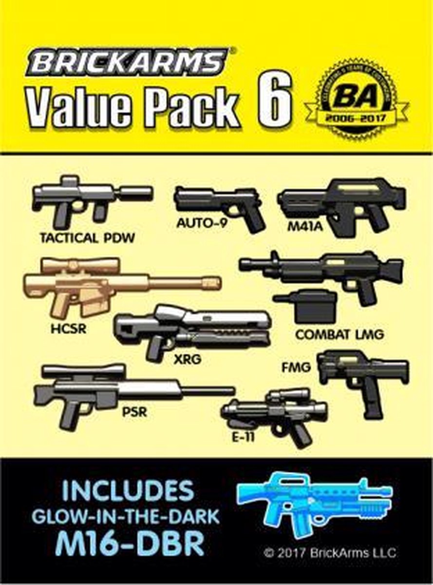 BrickArms Value Pack 6 wapen set voor LEGO Minifigures