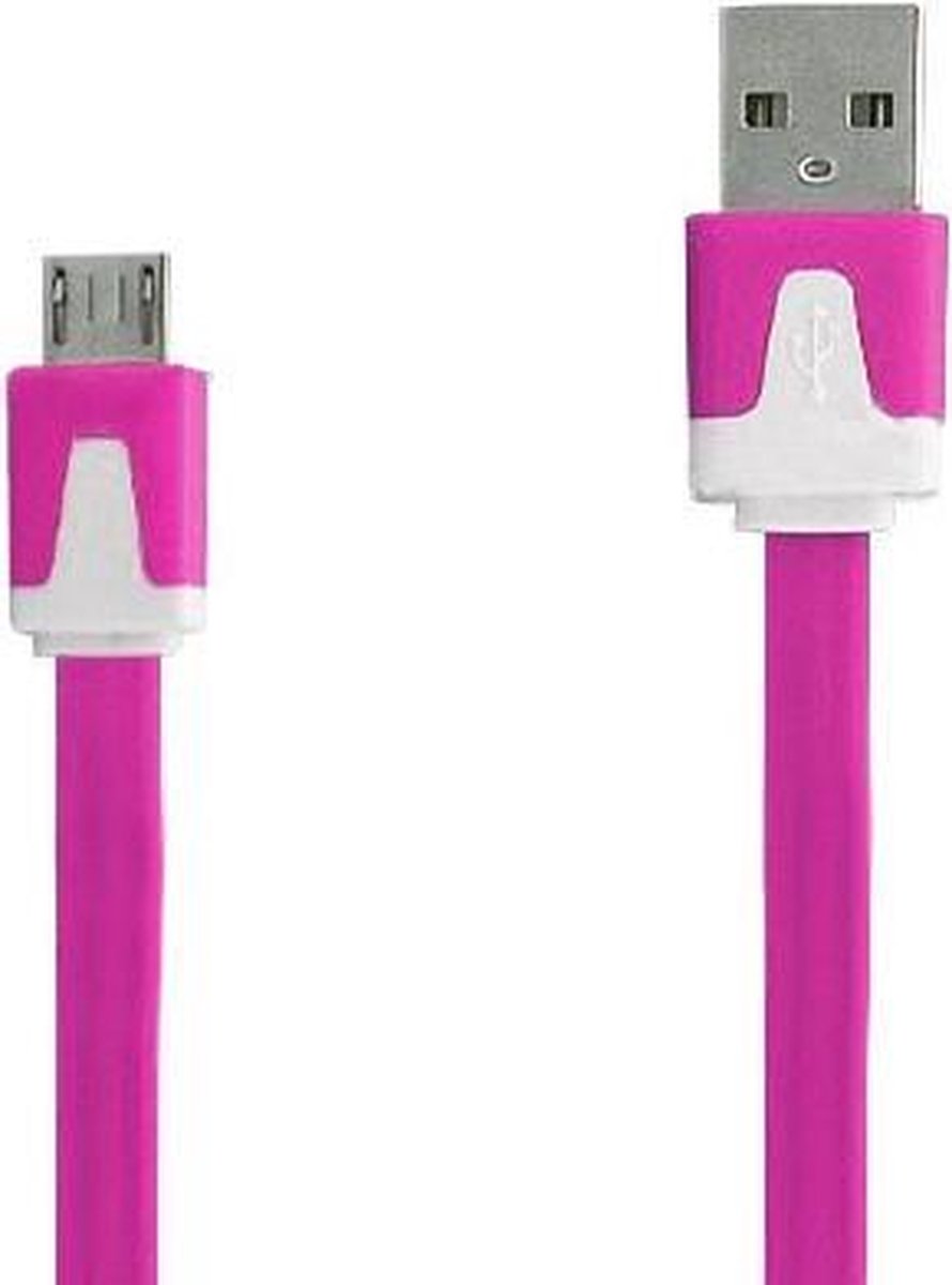 Micro USB Kabel Datacable 2 meter Universeel Fuchsia