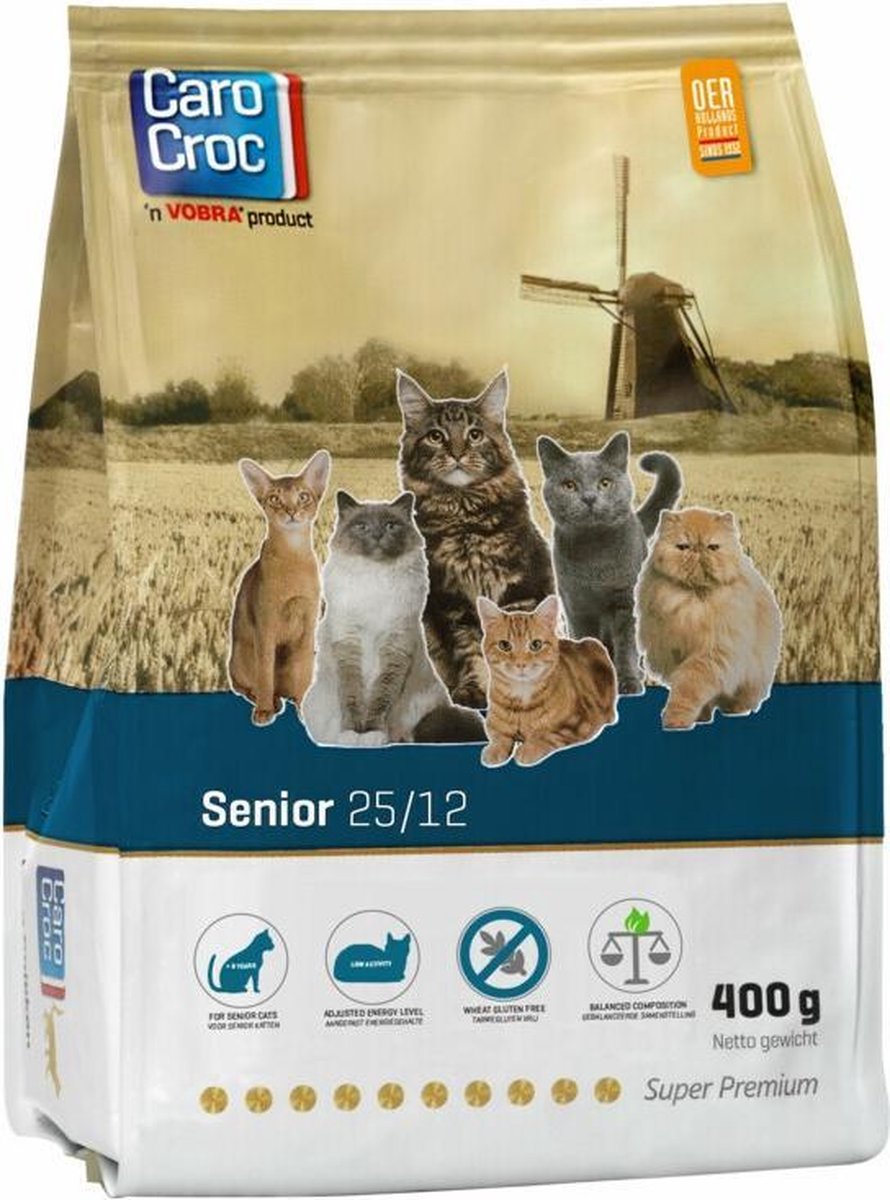 6x CaroCroc Kat Senior 25/12 Kattenvoer 400 gr