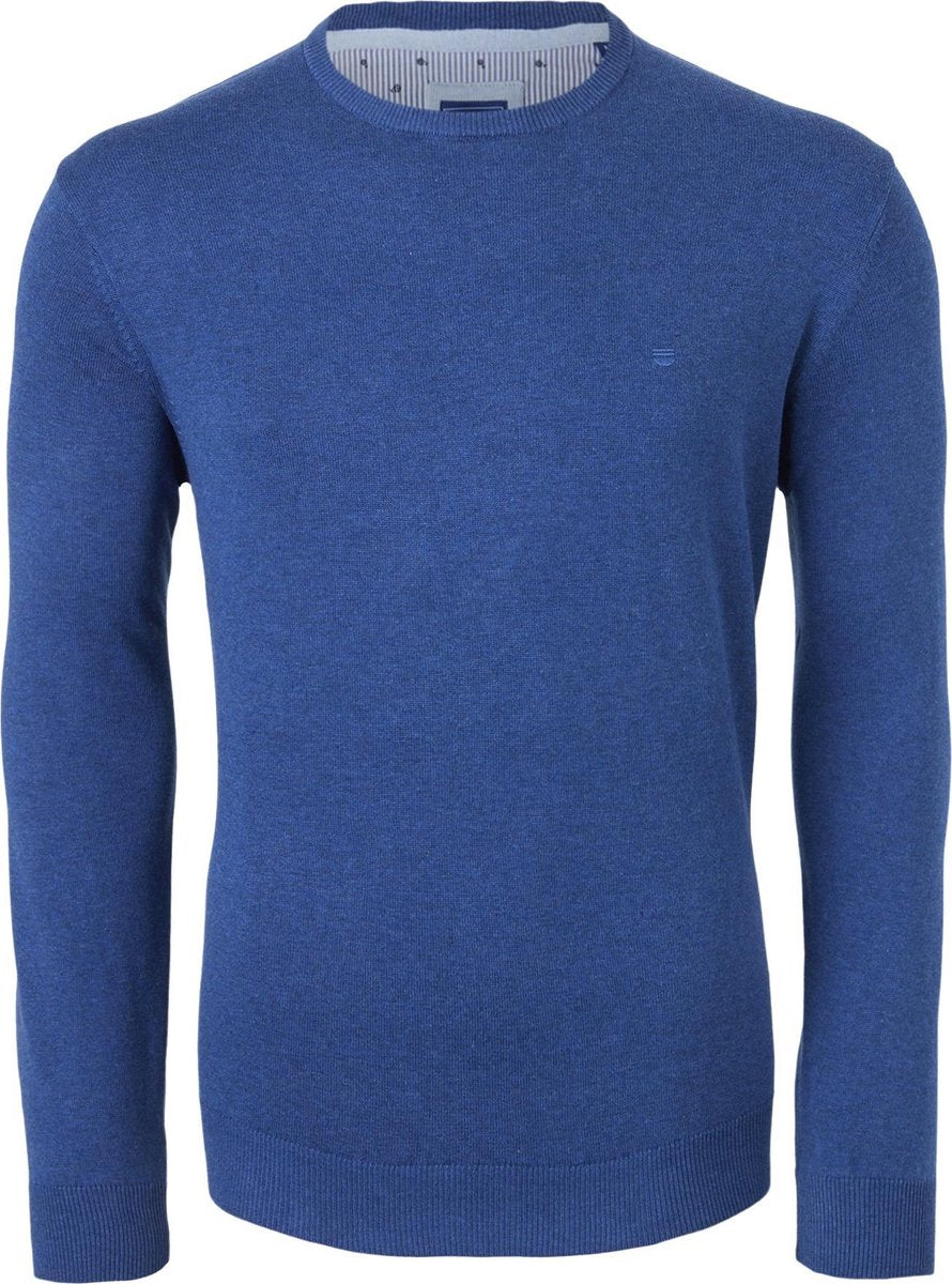 Redmond heren trui katoen - O-hals - blauw -  Maat: 3XL