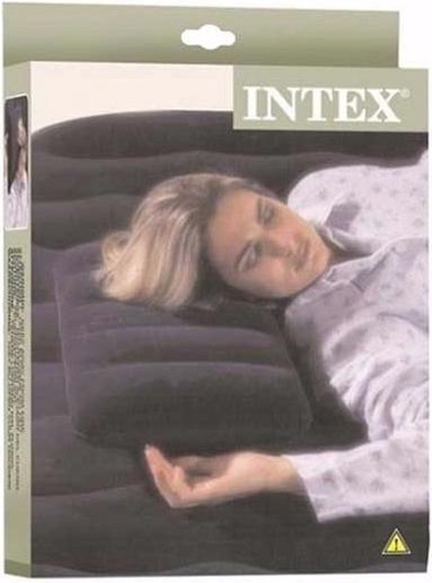 4x Intex opblaasbare reiskussens blauw 43 x 28 cm - Camping/vakantie/vliegtuig reiskussens