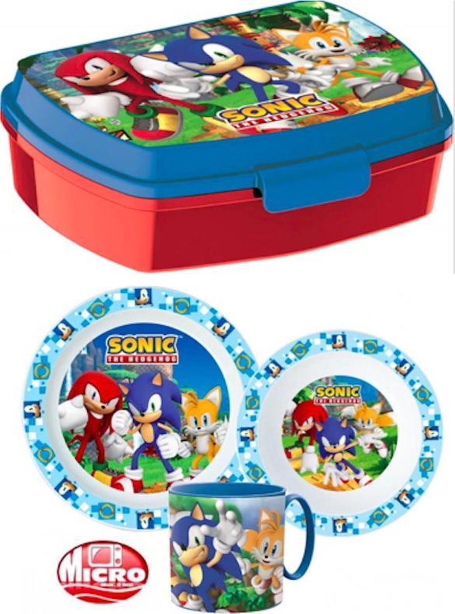 Sonic the Hedgehog 4 delige set- ontbijtset - lunchset - bord