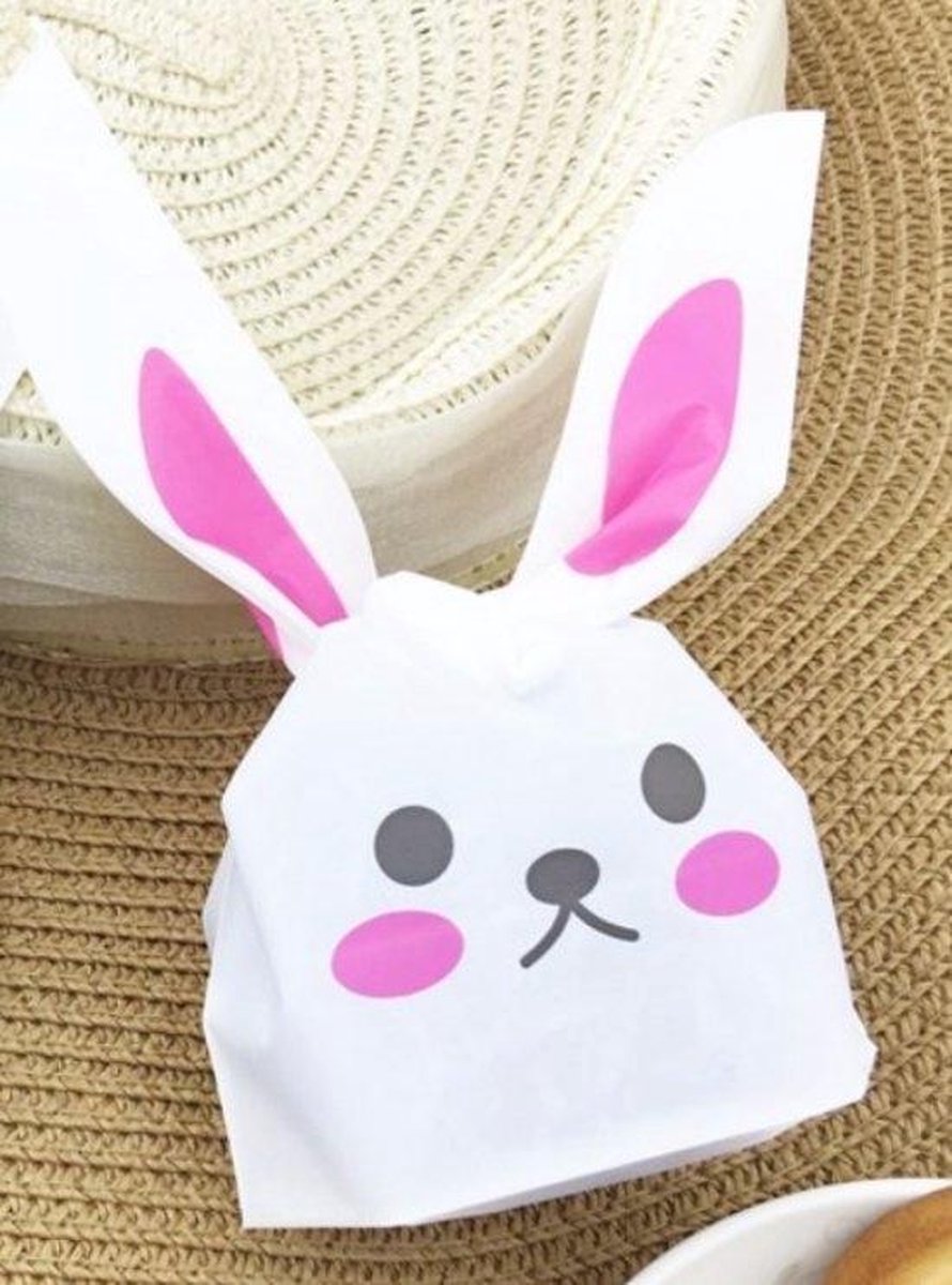 Bunny traktatie zakjes 20 stuks (roze)