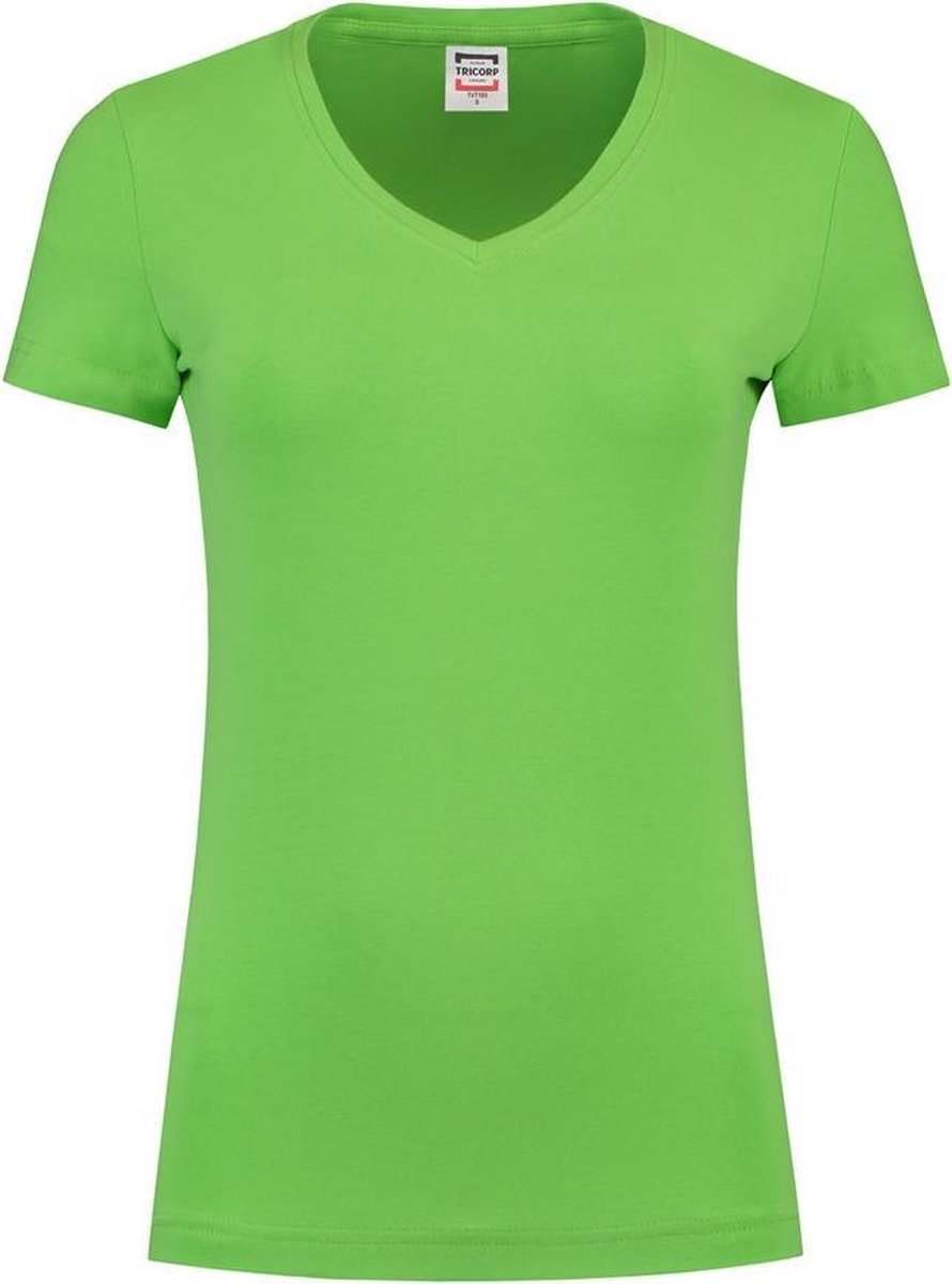 Tricorp Dames T-shirt V-hals 190 grams - Casual - 101008 - Limoengroen - maat S