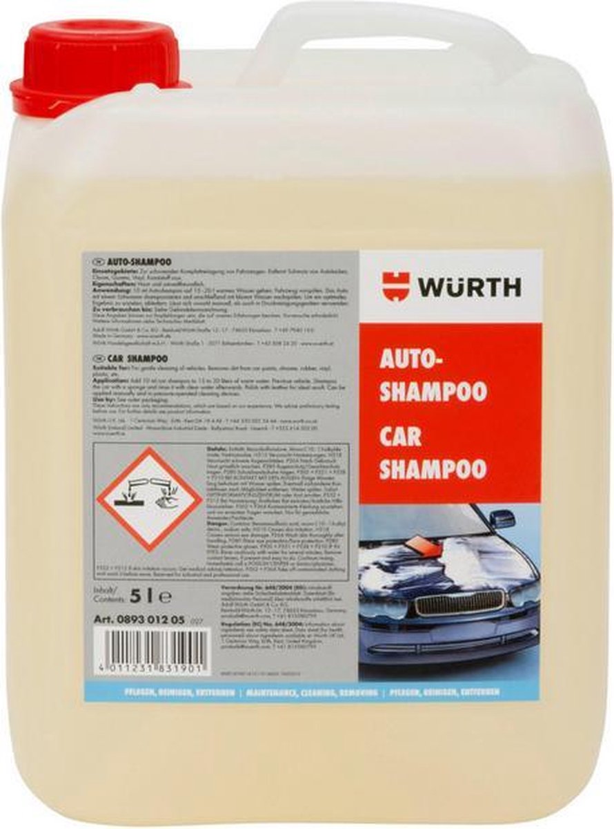 wurth AUTOSHAMPOO 5 LITER - VOERTUIGREINIGER AUTOSHAMTWO - AUTO SCHOONMAAK MIDDEL - AUTOSHAMPOO - AUTO SHAMPOO - 5L SHAMPOO - auto wassen