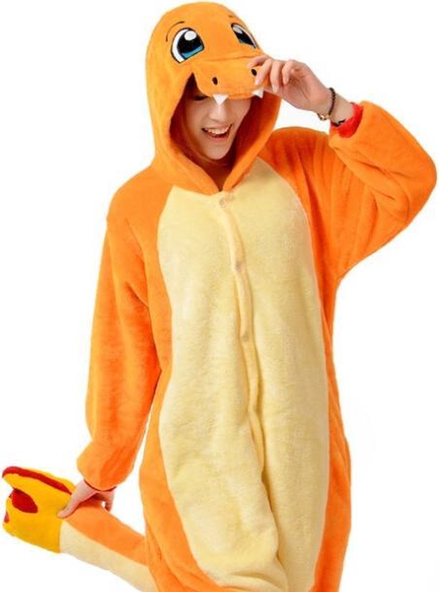KIMU Onesie Charmander baby pakje Pokemon - maat 68-74 - Charmanderpak romper pyjama