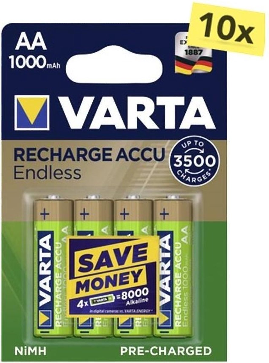 Varta Oplaadbare AA batterij 1000 mAh - 40 stuks