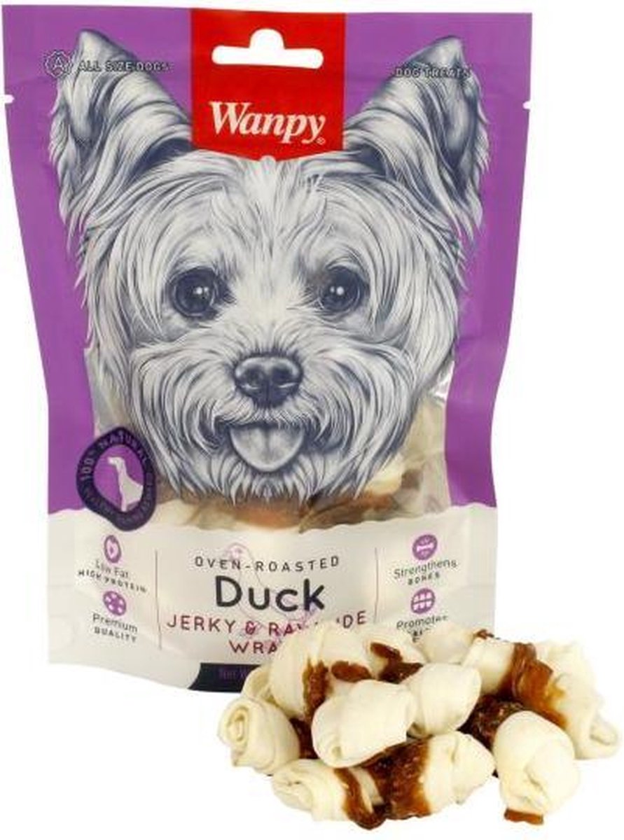 100 gr Wanpy oven-roasted duck jerky / rawhide wraps