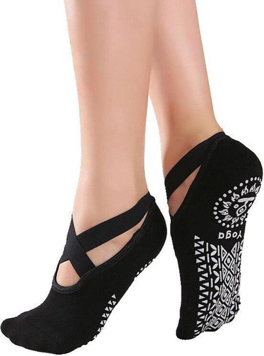BOTC 1 Pair Yoga & Pilates sokken - Sneldrogend - antislip - Cotton - Breathable - Elasticity - Siliconen Gym Pilates Balletsokken - Fitness Sportsokken - Dichte tenen - Zwart