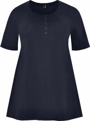 Yoek | Grote maten - dames tuniek korte mouw - donkerblauw