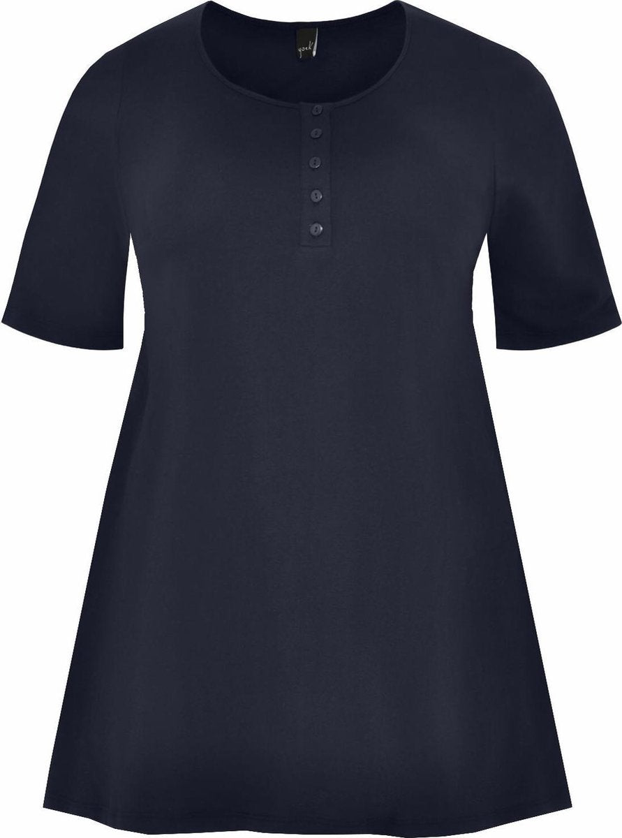 Yoek | Grote maten - dames tuniek korte mouw - donkerblauw