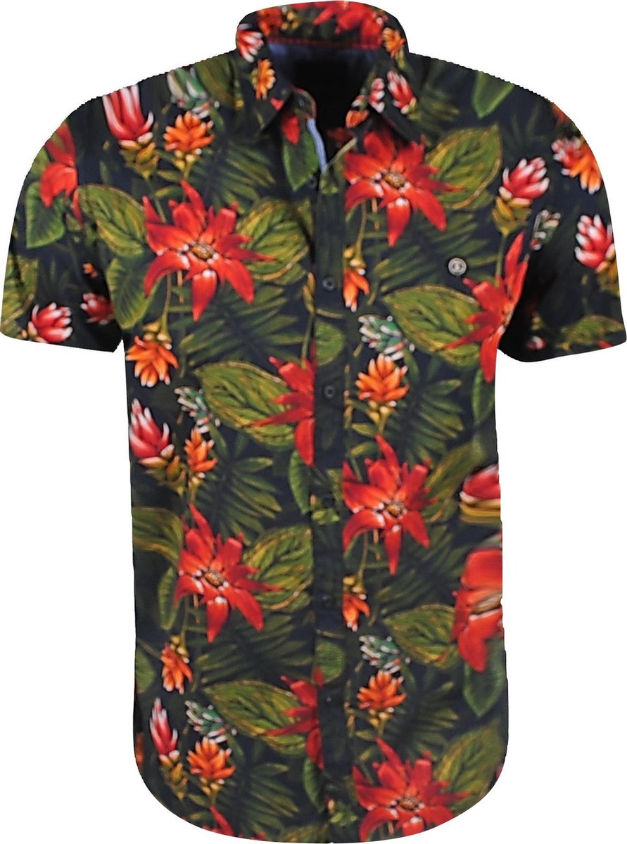 Twinlife - Heren Korte Mouw Overhemd - Floral - Print