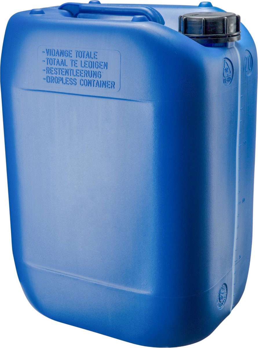 Jerrycan 20 liter blauw met zichtstreep met dop
